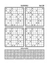 Four sudoku games with answers of medium level. Set 28. Royalty Free Stock Photo